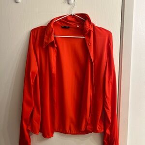 Bright red button up